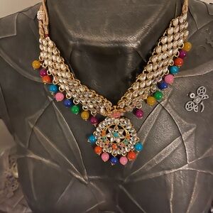 Elegant Multicolor Necklace and earrings Indian Pakistani wedding